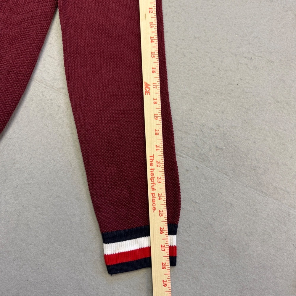 Tommy Hilfiger Quarter Zip Sweater Mens XL Burgundy Waffle Knit 78J1687 Academia - Picture 9 of 11